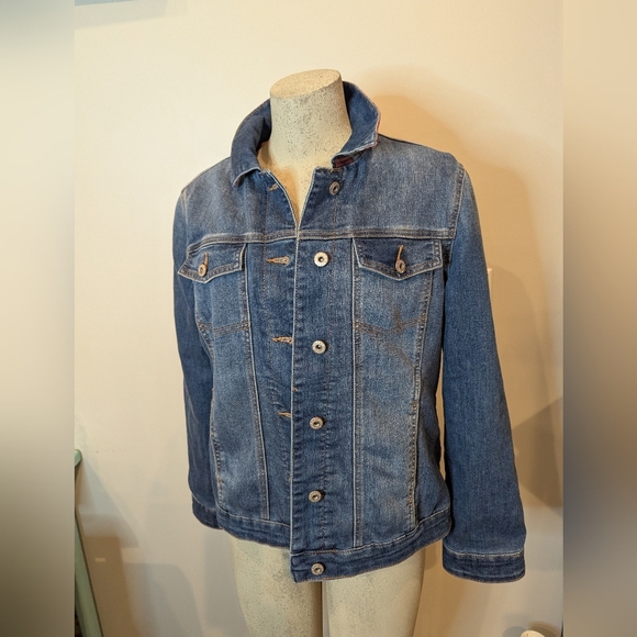 Denim Jacket with Plaid Lining By Parasuco Women's Size M - Picture 10 of 11